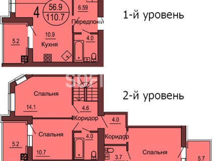 Двухуровневая квартира 110.7 м/кв - ЖК София