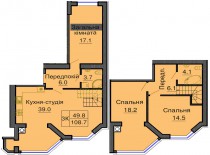 Двухуровневая квартира 108,7 м/кв - ЖК София