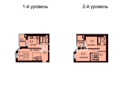 Двухуровневая квартира 76.5 м/кв - ЖК София