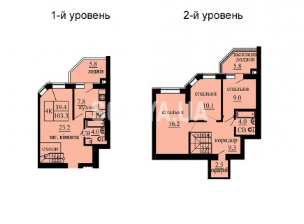 Двухуровневая квартира 103.3 м/кв - ЖК София