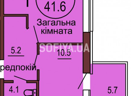 Однокомнатная квартира 41.6 м/кв - ЖК София