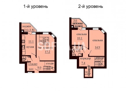 Двухуровневая квартира 90.5 м/кв - ЖК София