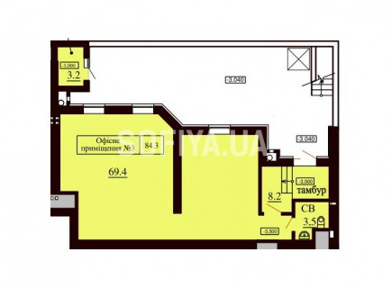 Нежилое помещение 84.3 м/кв - ЖК София