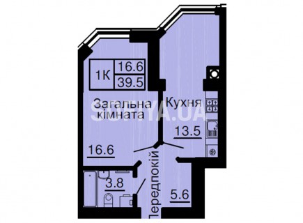 Однокомнатная квартира 39,5 м/кв - ЖК София