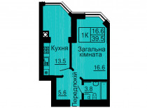 Однокімнатна квартира 39,5 м/кв - ЖК София