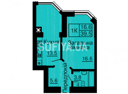Однокімнатна квартира 39,5 м/кв - ЖК София