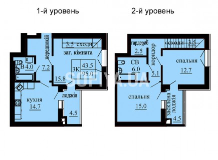 Двухуровневая квартира 95 м/кв - ЖК София