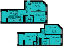 Двухуровневая квартира 94,5 м/кв - ЖК София