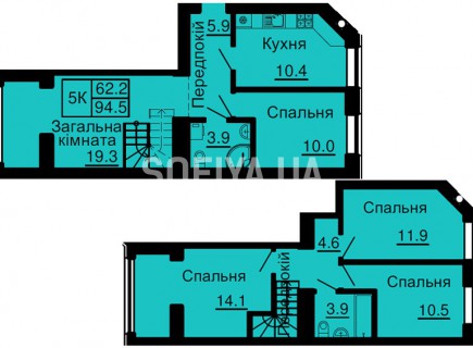 Двухуровневая квартира 94,5 м/кв - ЖК София