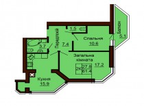 2-х комнатная квартира 61.4 м/кв - ЖК София