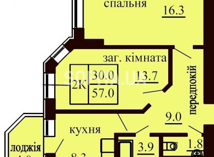 2-х комнатная квартира 57 м/кв - ЖК София