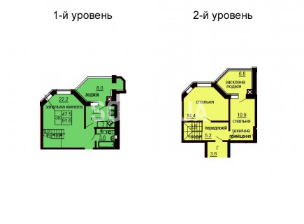 Двухуровневая квартира 91.6 м/кв - ЖК София