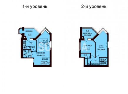 Двухуровневая квартира 95.4 м/кв - ЖК София