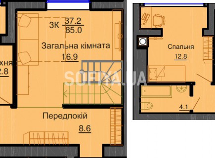 Двухуровневая квартира 85 м/кв - ЖК София