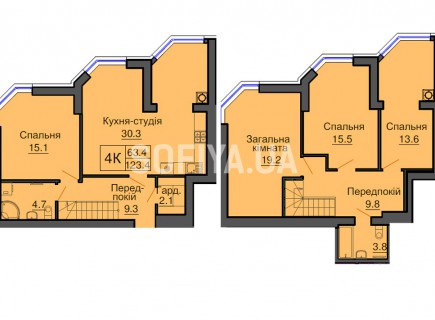 Двухуровневая квартира 123,4 м/кв - ЖК София