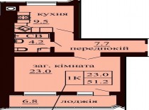 Однокомнатная квартира 51.2 м/кв - ЖК София