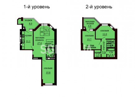 Двухуровневая квартира 117.1 м/кв - ЖК София