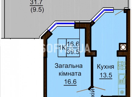 Однокомнатная квартира 39.5 м/кв - ЖК София