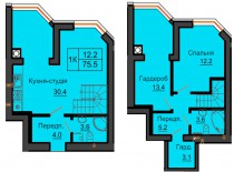 Двухуровневая квартира 75,5 м/кв - ЖК София