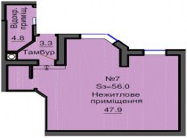 Нежилое помещение 56,0 м/кв - ЖК София