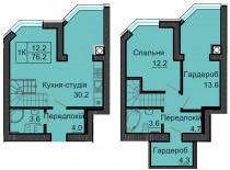 Двухуровневая квартира 76,2 м/кв - ЖК София