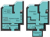 Трикімнатна квартира 76,2 кв.м - ЖК София