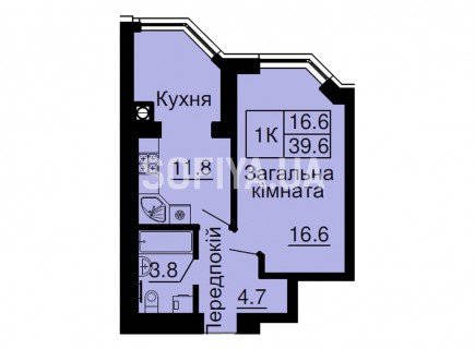 Однокомнатная квартира 39,6 м/кв - ЖК София