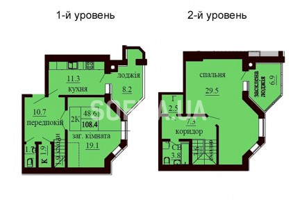 Двухуровневая квартира 108.4 м/кв - ЖК София