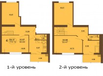 Двухуровневая квартира 119.12 м/кв - ЖК София