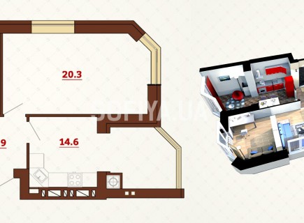 Двухкомнатная квартира 58.2 м/кв - ЖК София