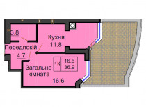 Однокімнатна квартира 36,9 м/кв - ЖК София