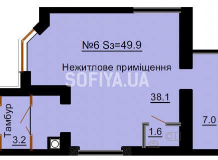 Нежилое помещение 49,9 м/кв - ЖК София