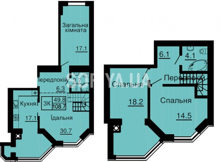 Двухуровневая квартира 108,7 м/кв - ЖК София