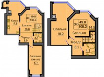 Двухуровневая квартира 108,3 м/кв - ЖК София