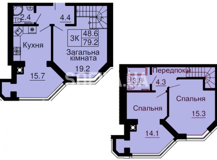 Двухуровневая квартира 79,2 м/кв - ЖК София