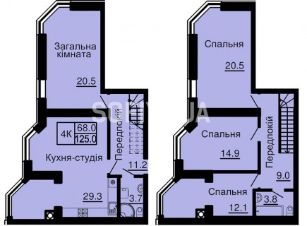 Двухуровневая квартира 125 м/кв - ЖК София