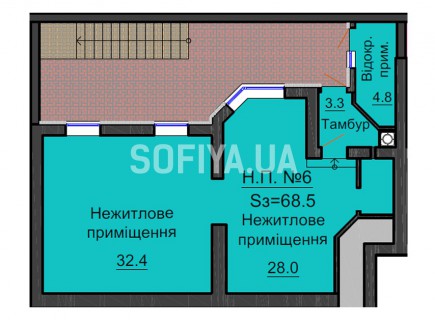 Нежилое помещение 68,5 м/кв - ЖК София