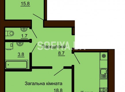 2-х комнатная квартира 68.6 м/кв - ЖК София