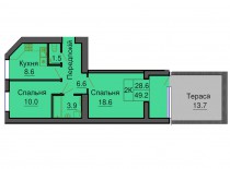 Двухкомнатная квартира 49,2 м/кв - ЖК София