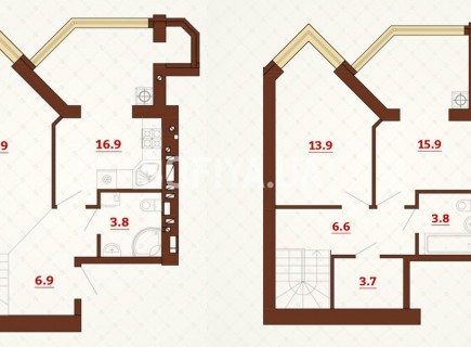 Двухуровневая квартира 92.4 м/кв - ЖК София