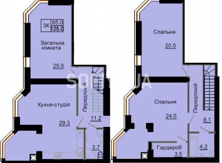 Двухуровневая квартира 125,0 м/кв - ЖК София