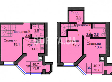 Двухуровневая квартира 73,8 м/кв - ЖК София