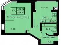 Однокомнатная квартира 39.2 м/кв - ЖК София