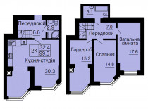 Дворівнева квартира 99,5 м.кв - ЖК София