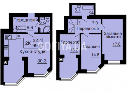 Дворівнева квартира 99,5 м.кв - ЖК София