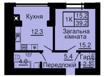 Однокомнатная квартира 39,2 м/кв - ЖК София