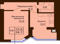 Однокомнатная квартира 39.7 м/кв - ЖК София