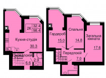 Двухуровневая квартира 98,4 м/кв - ЖК София